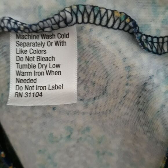 Kim Rogers Mock Neck Shirt Womens 2X  Green  Blue Yellow Long Sleeve Cotton - Picture 9 of 9